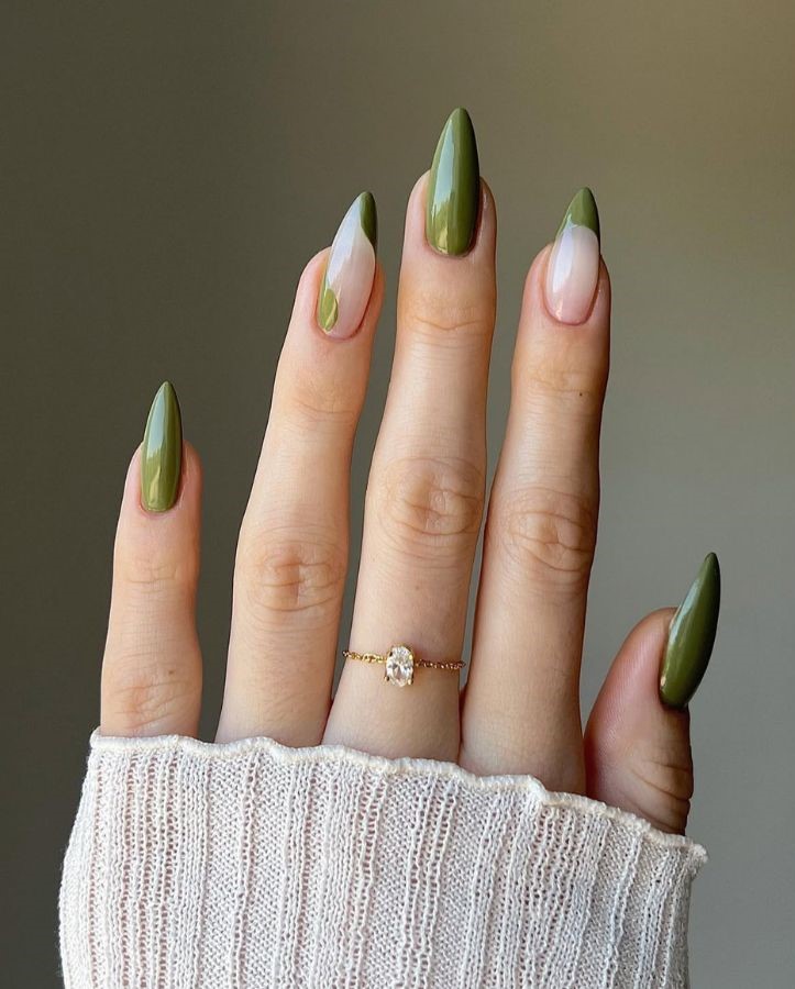 olive green nails