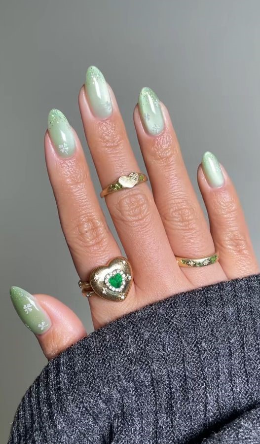 glass green matcha nails