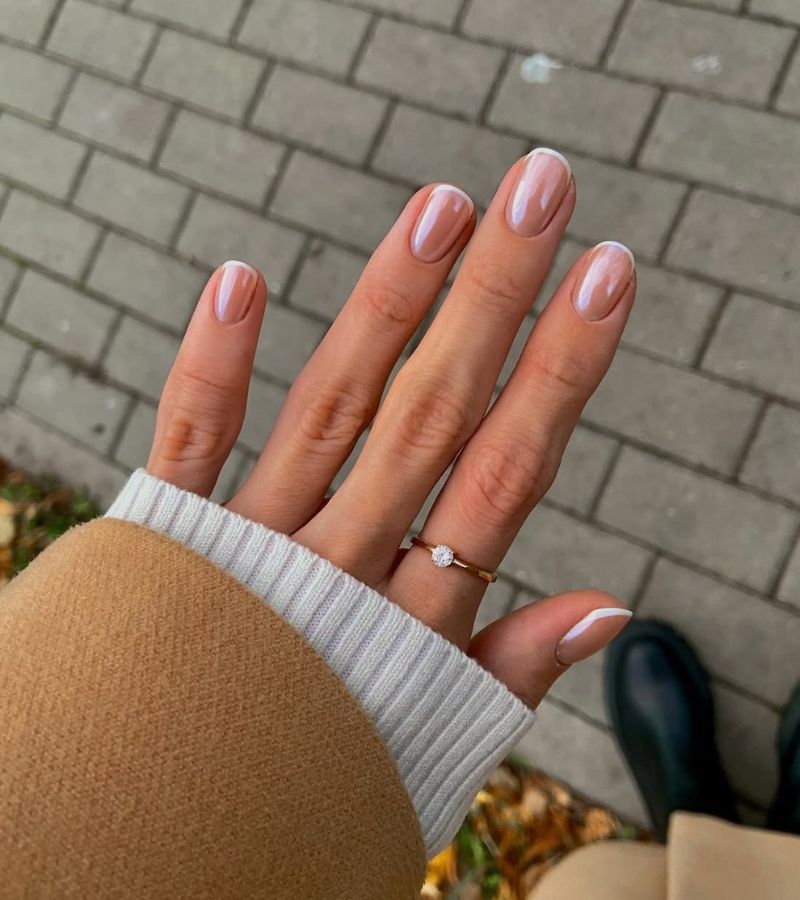 glossy white micro french nails