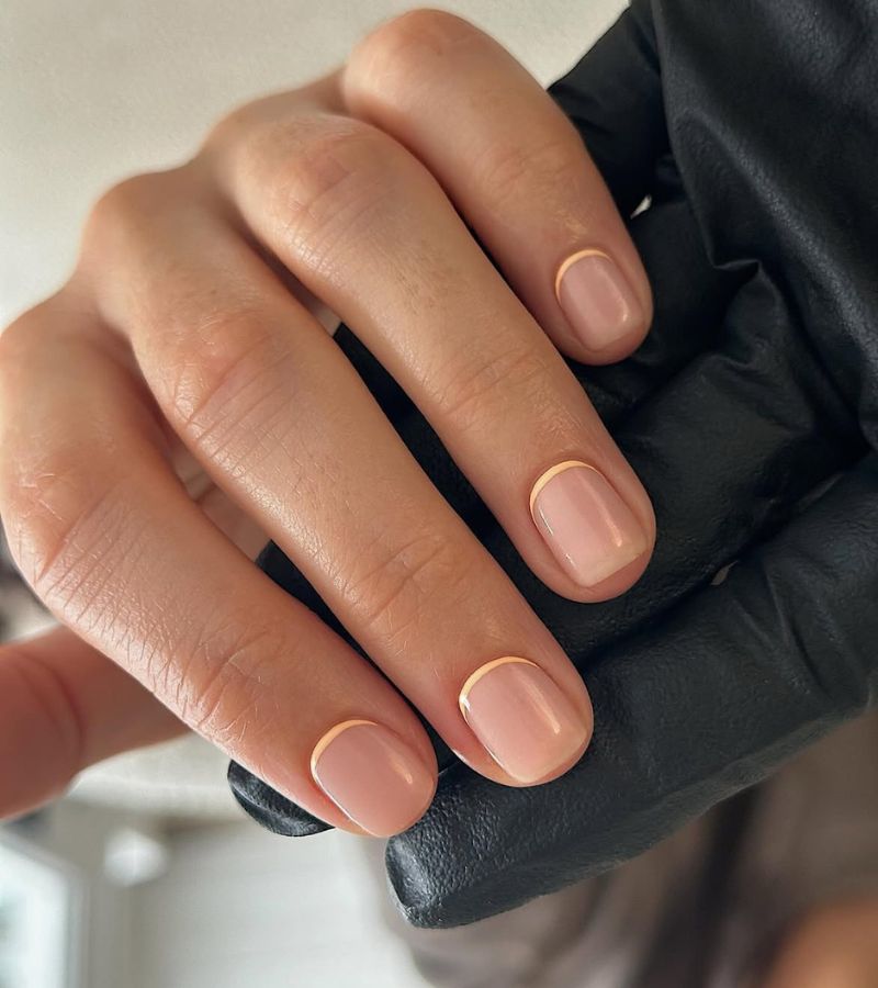 reverse peach micro french nails