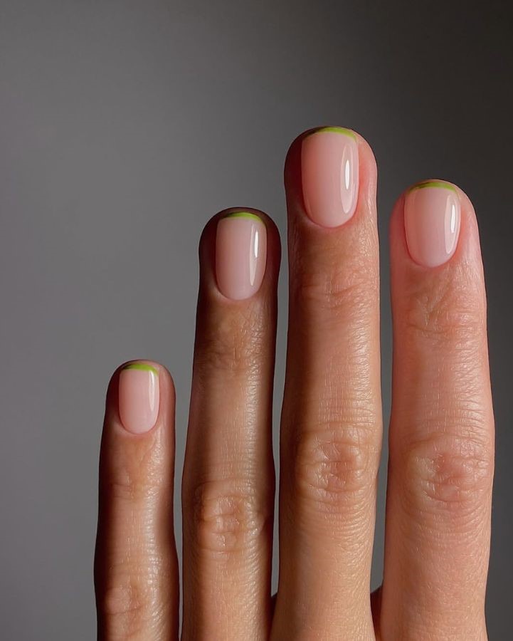 green micro french manicure