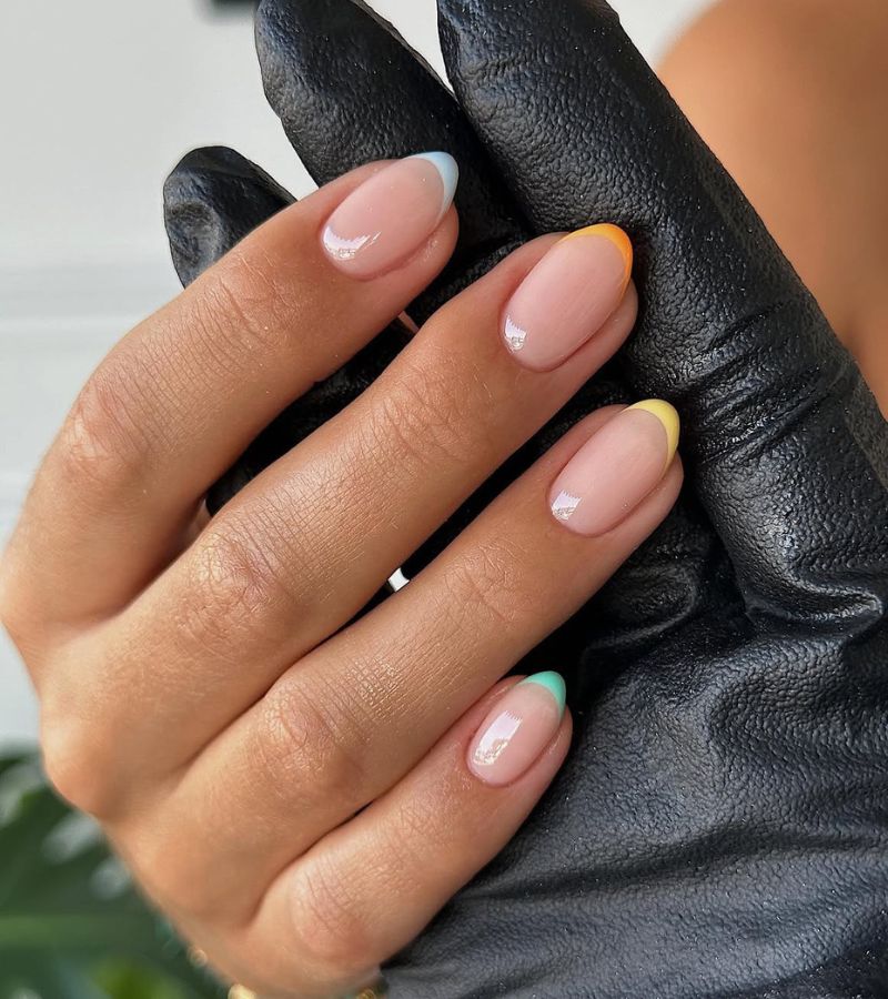 colorful micro french manicre