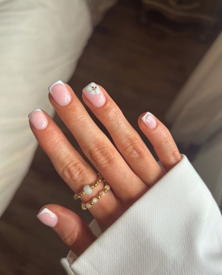 white floral micro tips