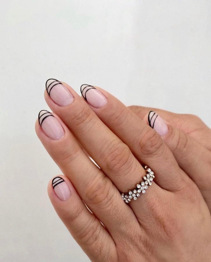 black line micro french manicure
