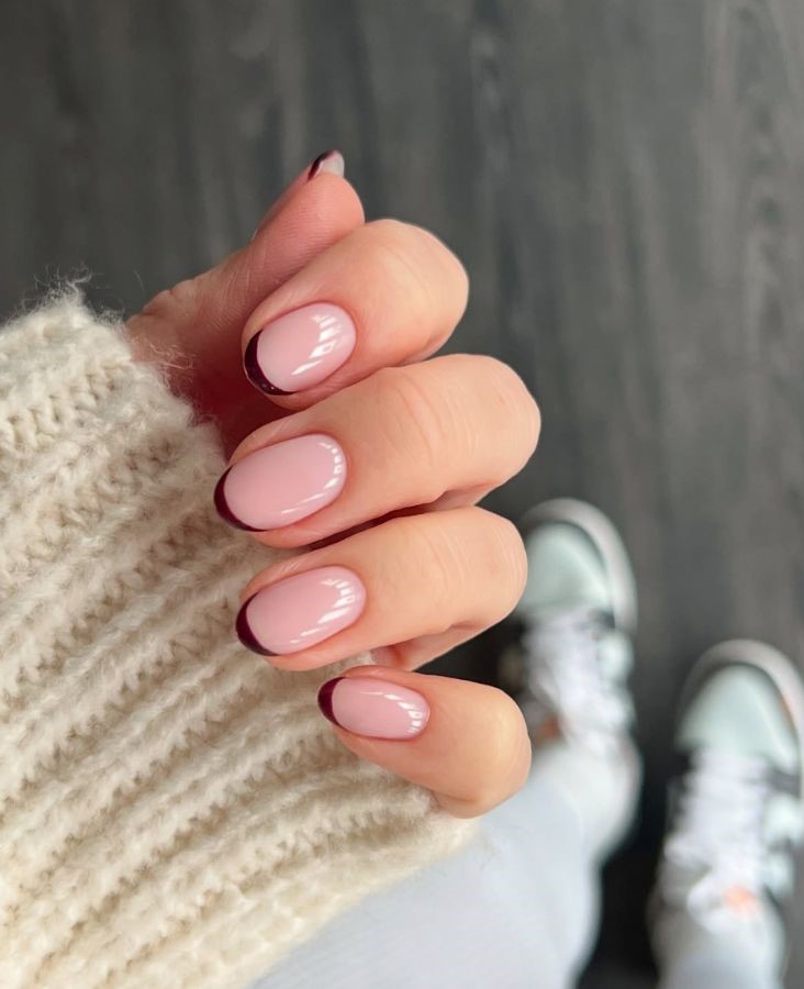 burgundy micro french tips