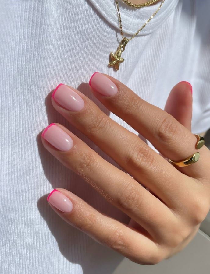 pink micro french manicure