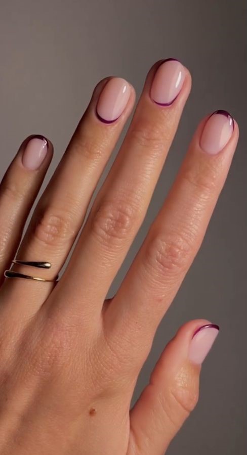 reverse berry micro french nails