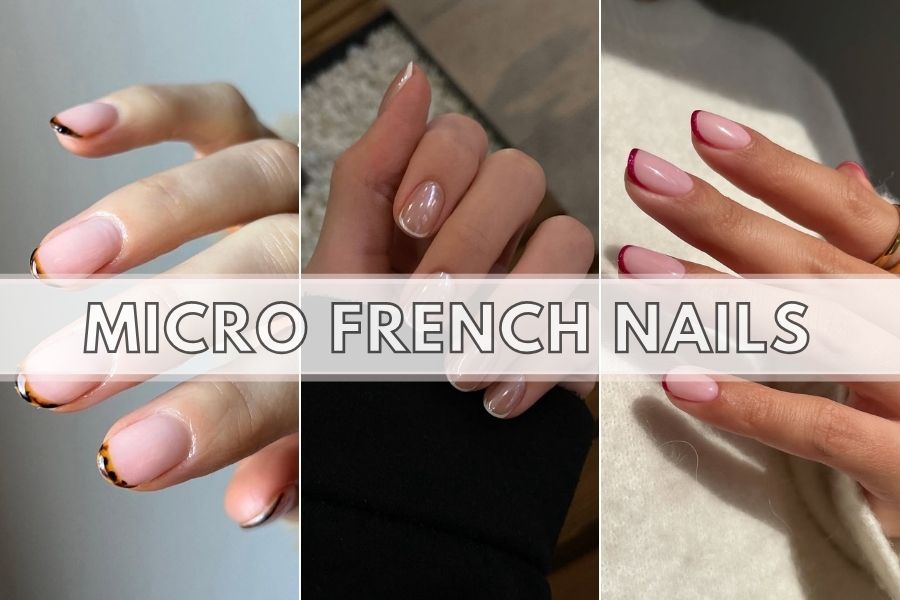 micro french nails collage