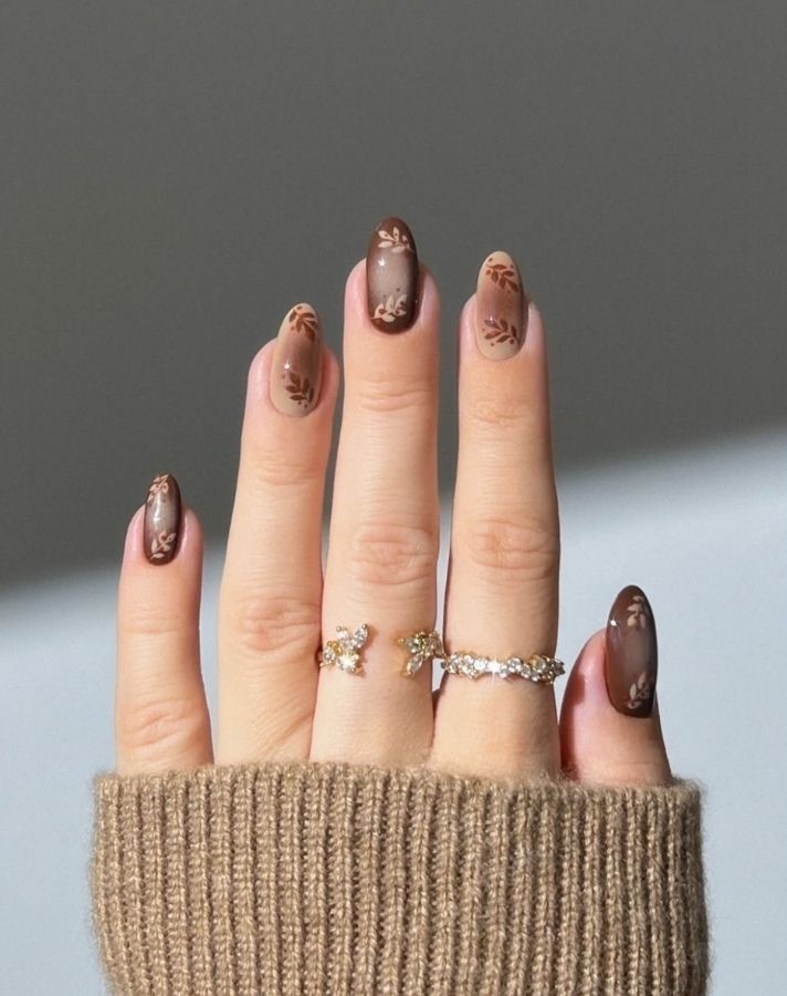 mocha mousse bloom nails