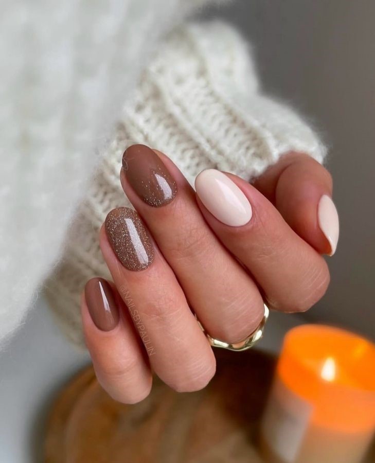 sparkly mocha nails