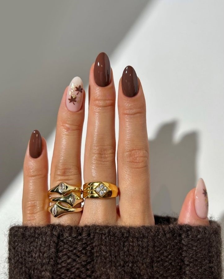 brown leaf mocha nails