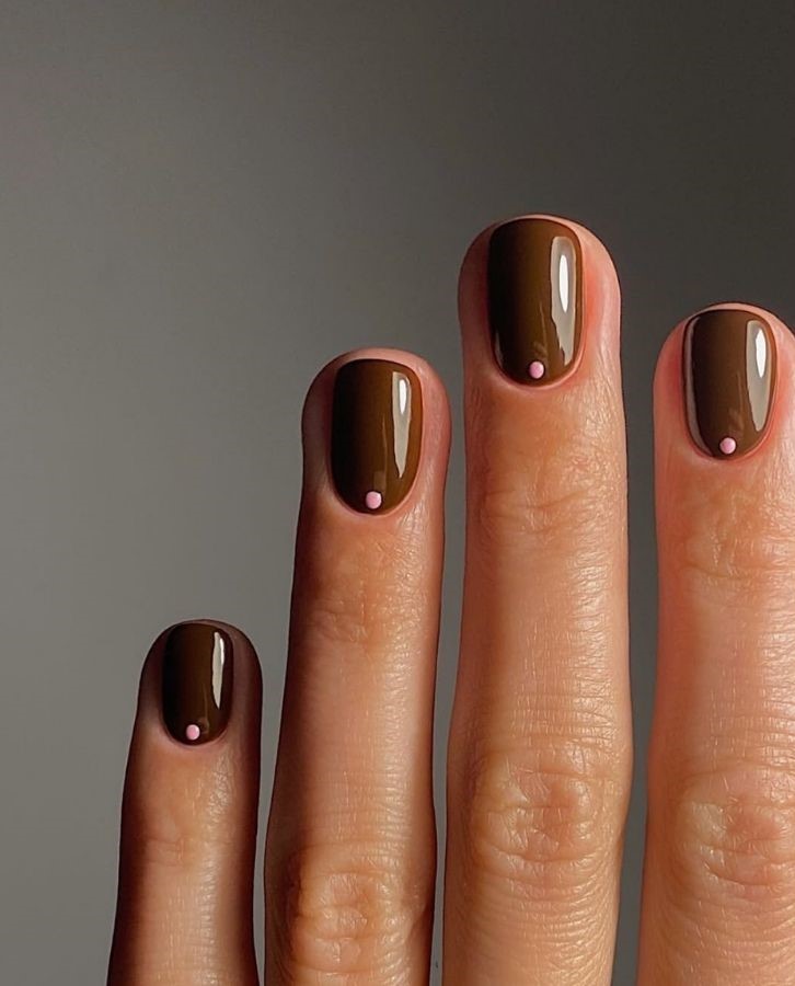 pink brown mocha nails