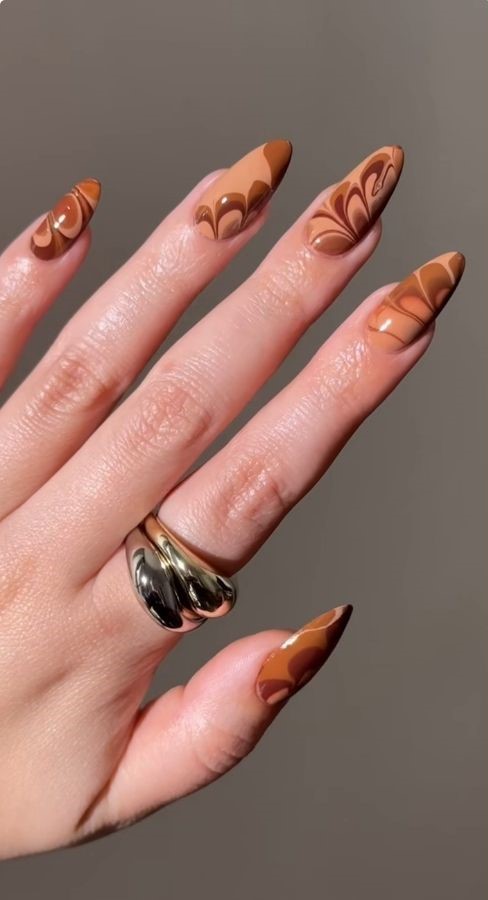 chocolate brown mousse nails