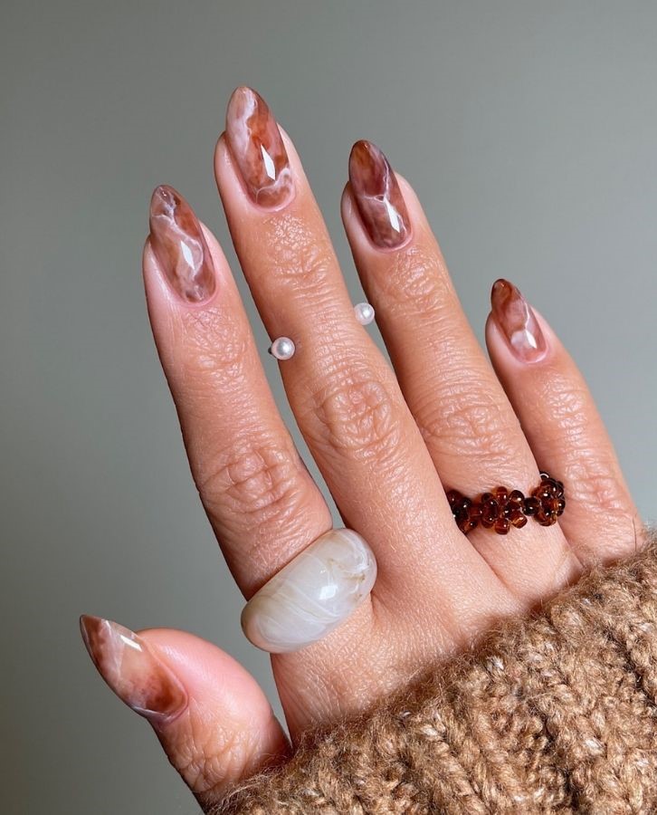 mocha marble nails
