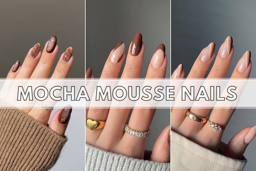 Mocha mousse nails collage