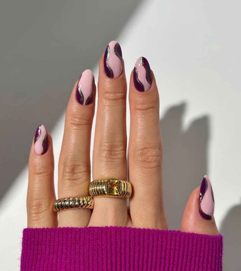 plum squiggles nails
