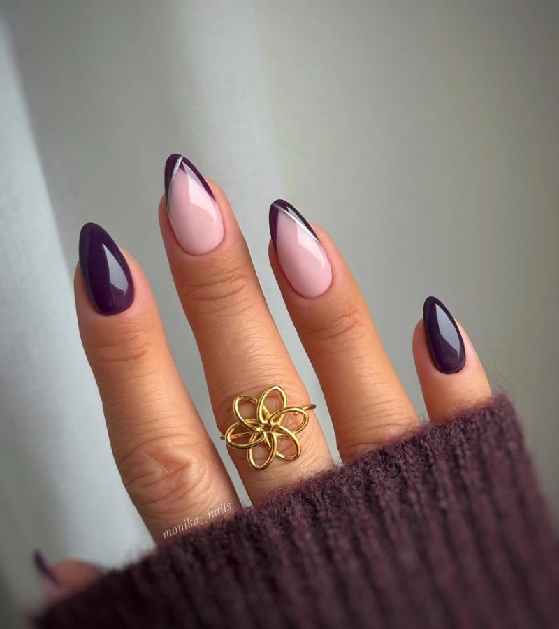 plum frenchie nails
