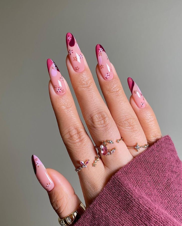 plum tips with fllorals