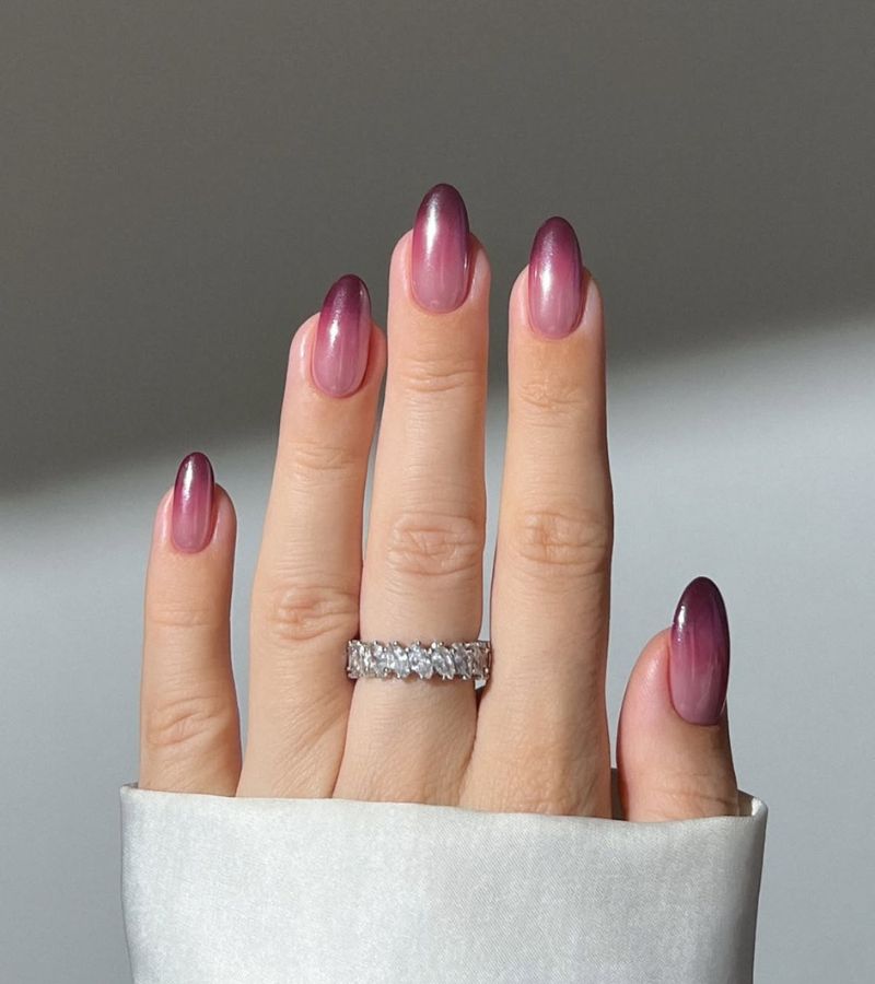 berry chrome nails
