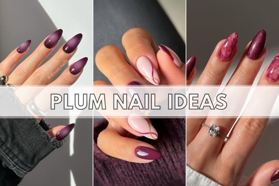 plum nail ideas collage