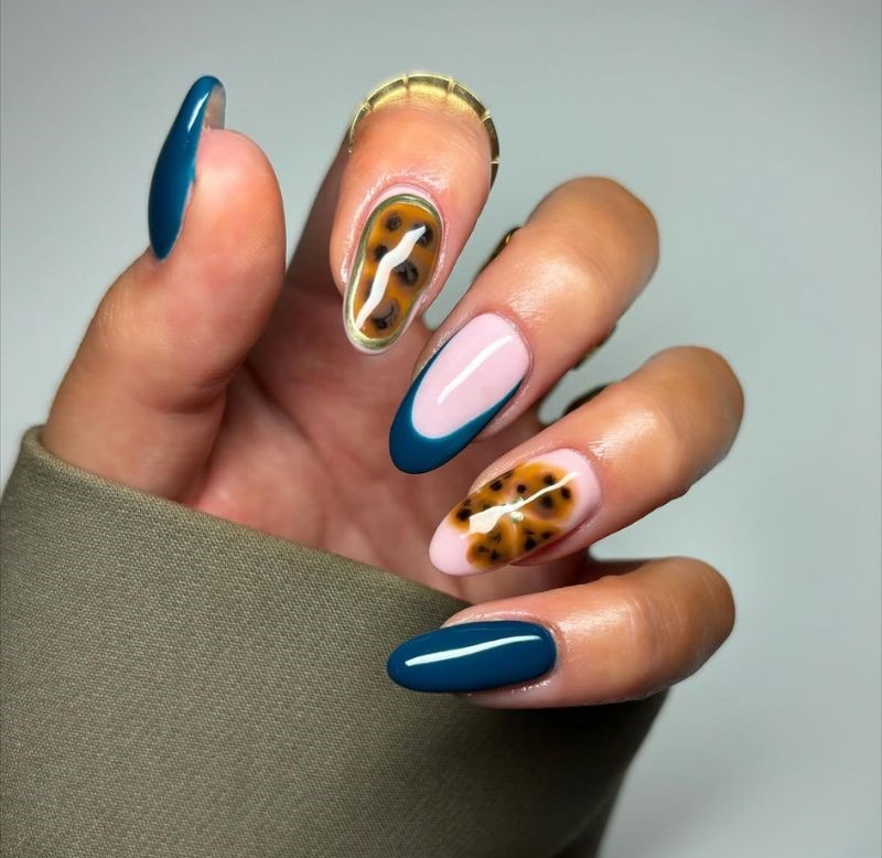 tortoise teal nails