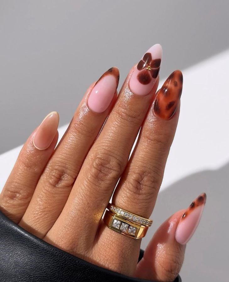 tortoise blossom nails