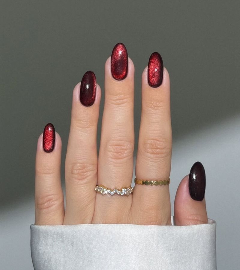 sparkly red aura nail designs