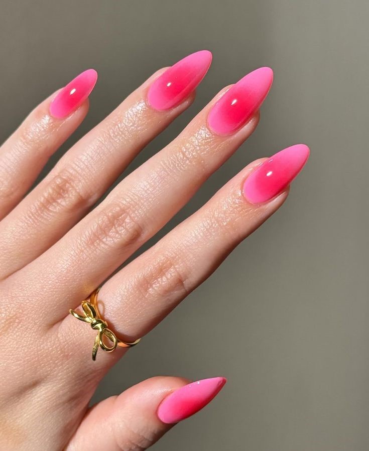 bright pink aura nails
