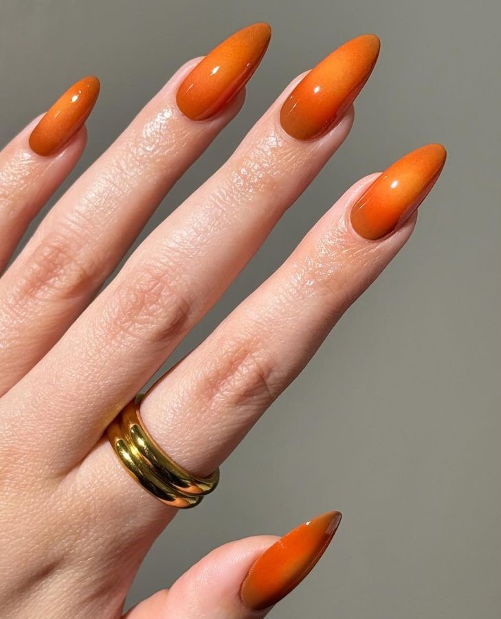 pumpkin orange aura nails
