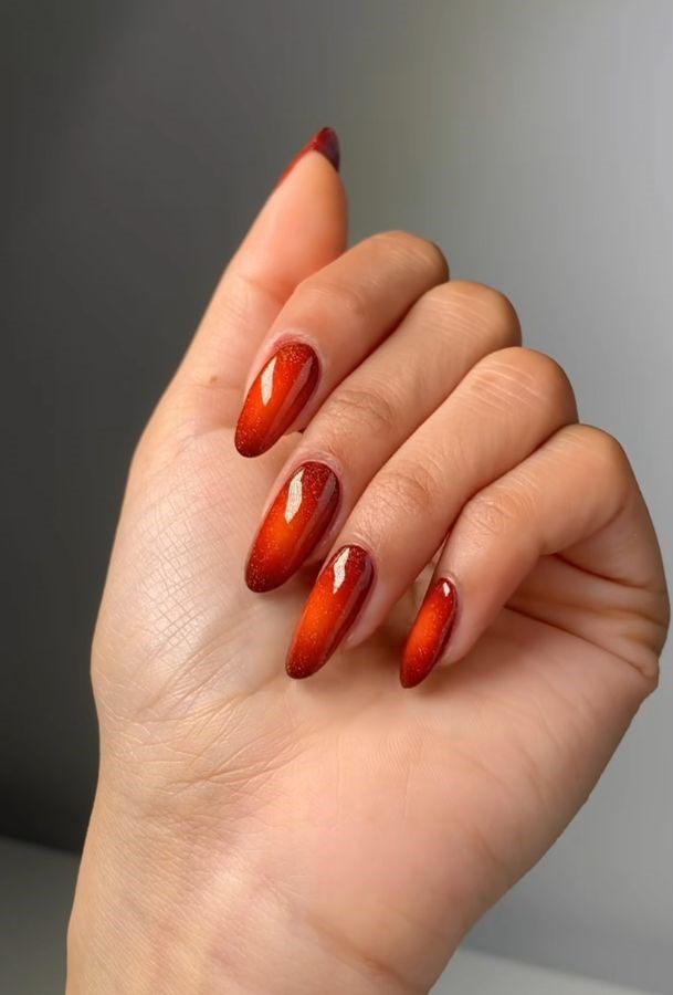 blood orange aura nails