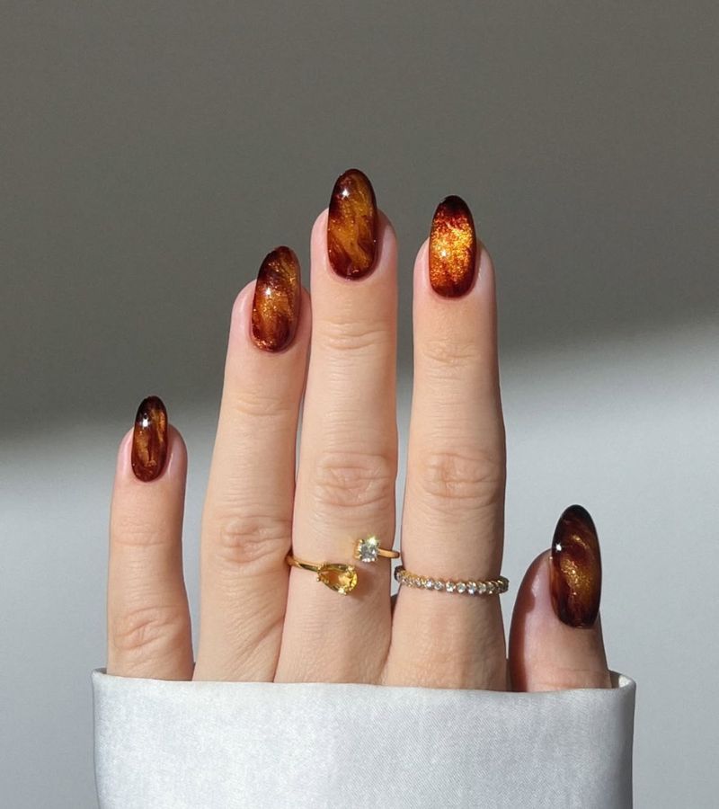 amber marble nails