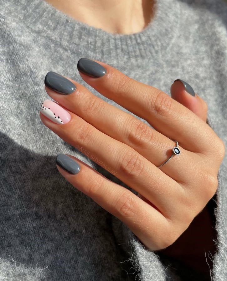 deep grey short autumn nail designs