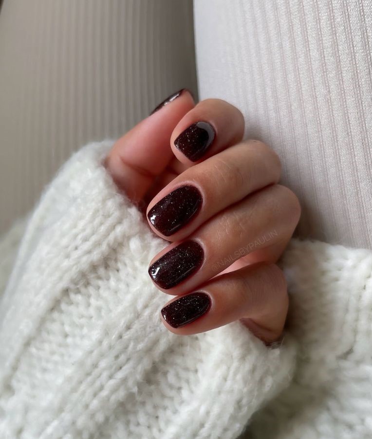 mocha brown sparkly nails