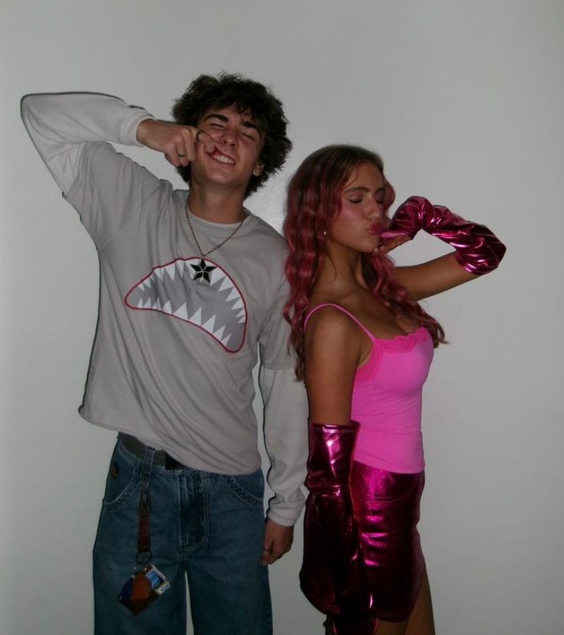shark boy and lava girl couples halloween costumes