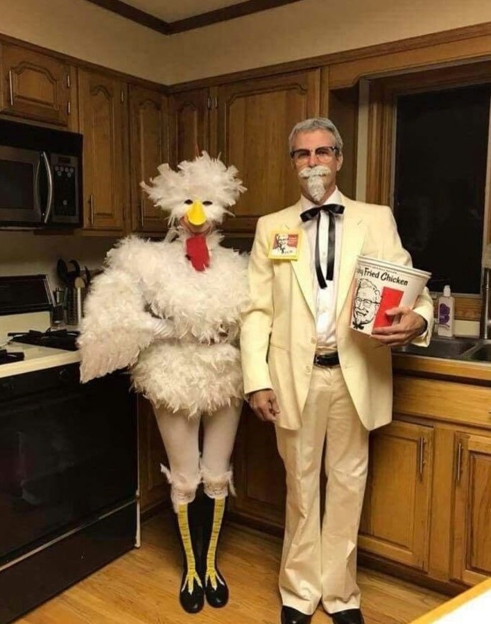 funny Halloween costume for couples dressed as kfc couple
