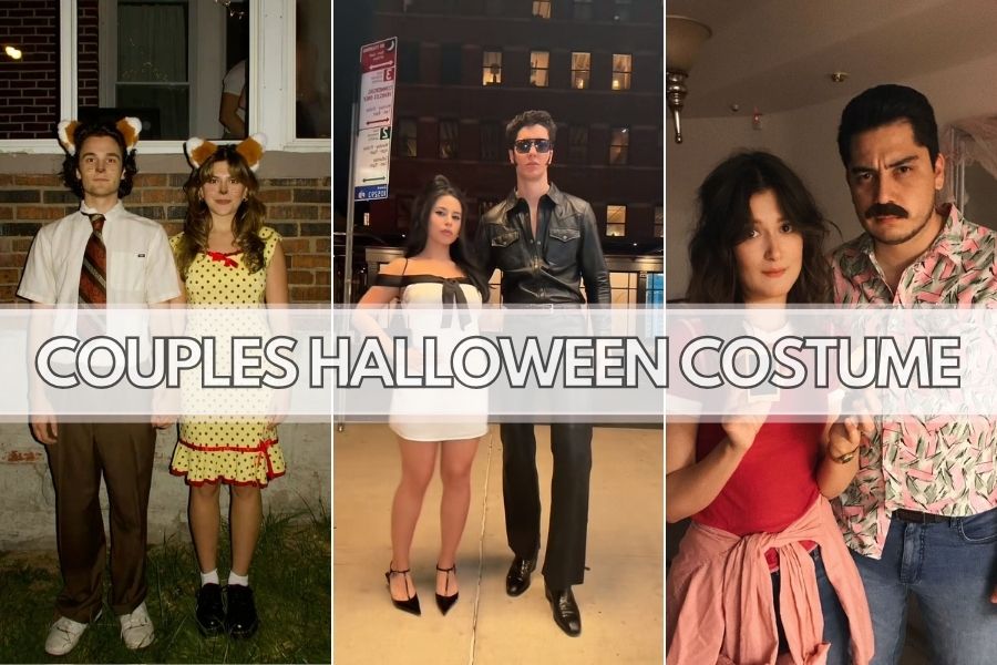 couples halloween costume collage