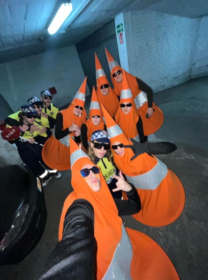 traffic cones and police 