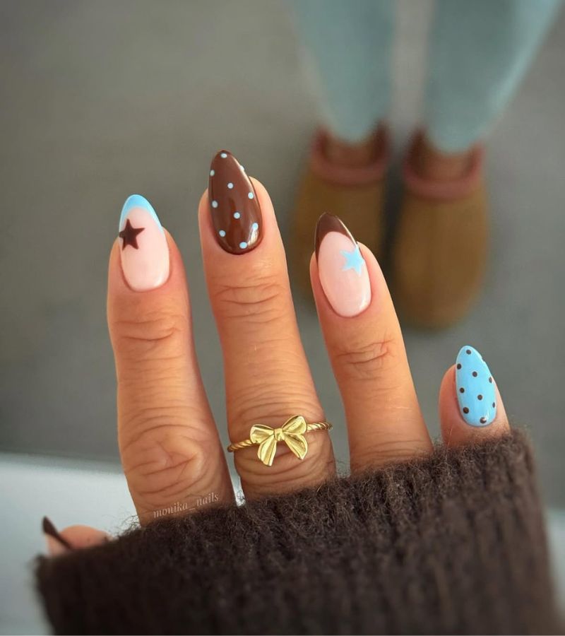 brownie sky polka dot nails