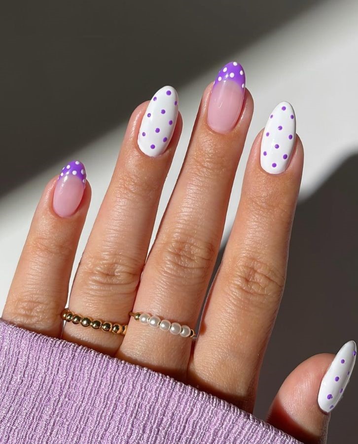 lilac polka nails