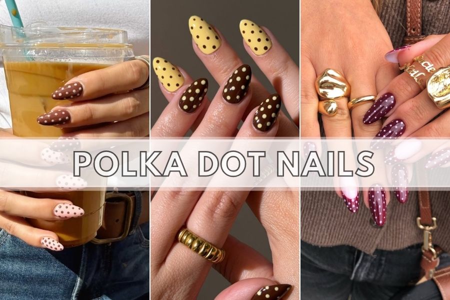 polka dot nails collage 