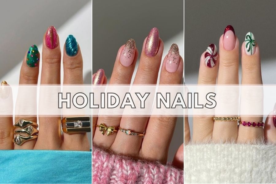 holiday nails collage