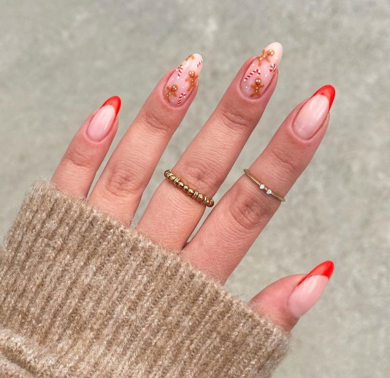 holiday gingerbread nails