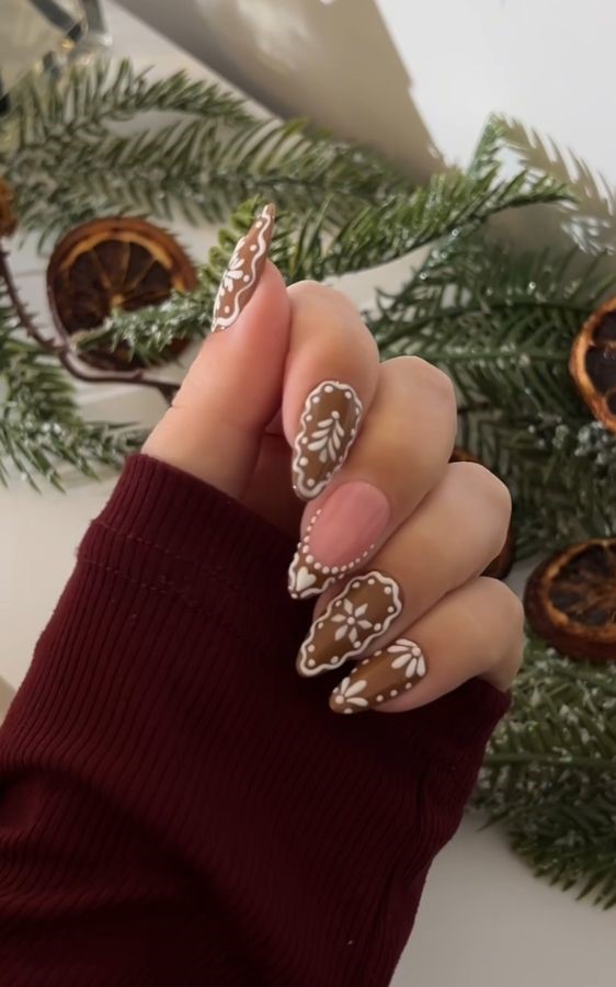 gingerbread nail art