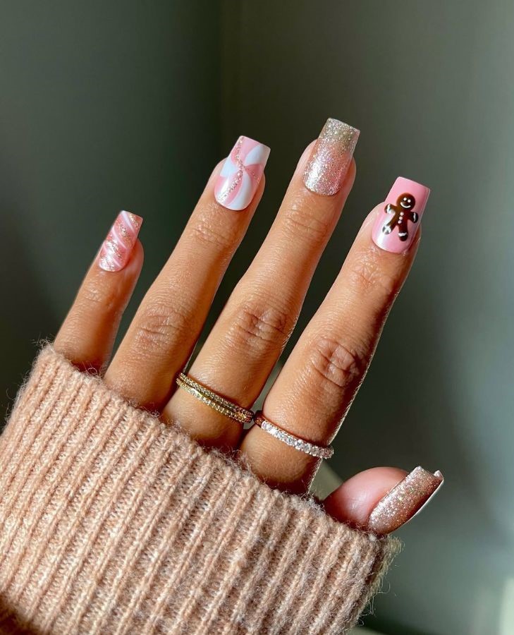 pink gingerbread nails