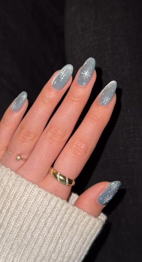 sparkly icy blue nails
