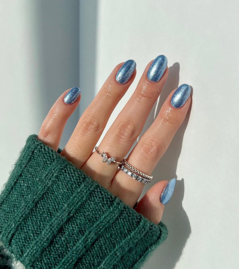 icy blue nails sparkly