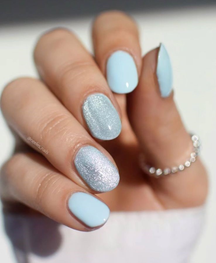 glittery icy blue nails