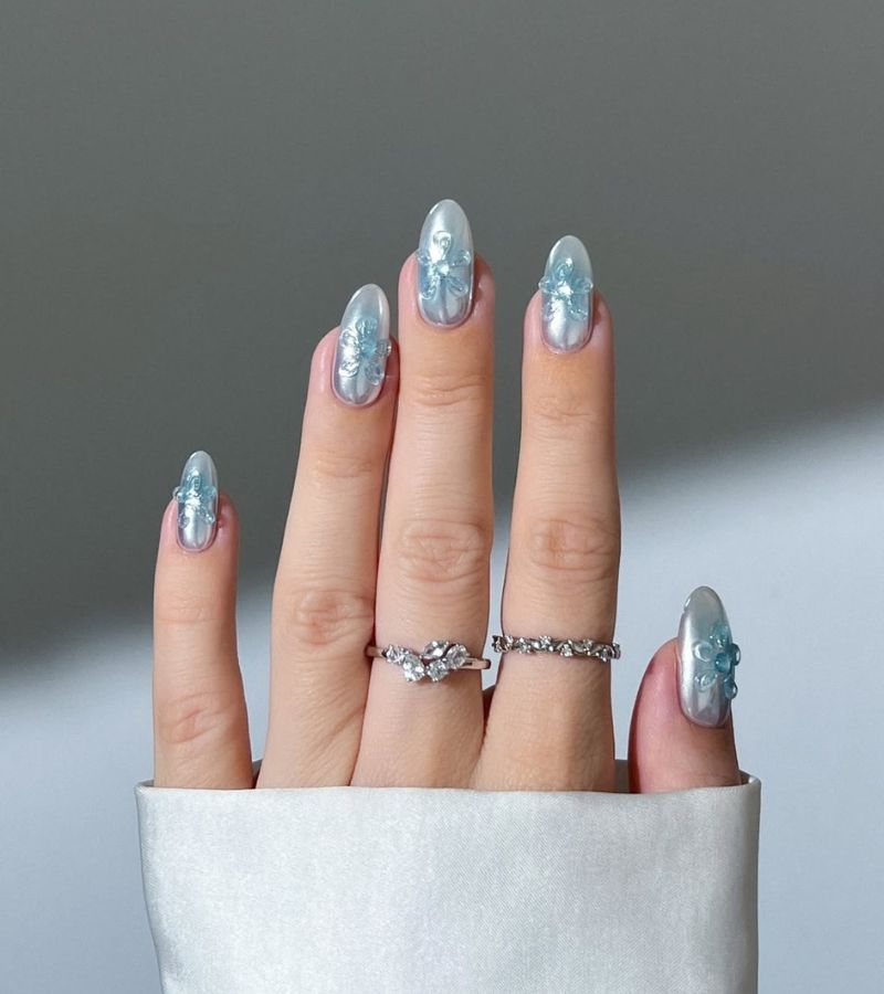 icy blue dark sparkly snow nails