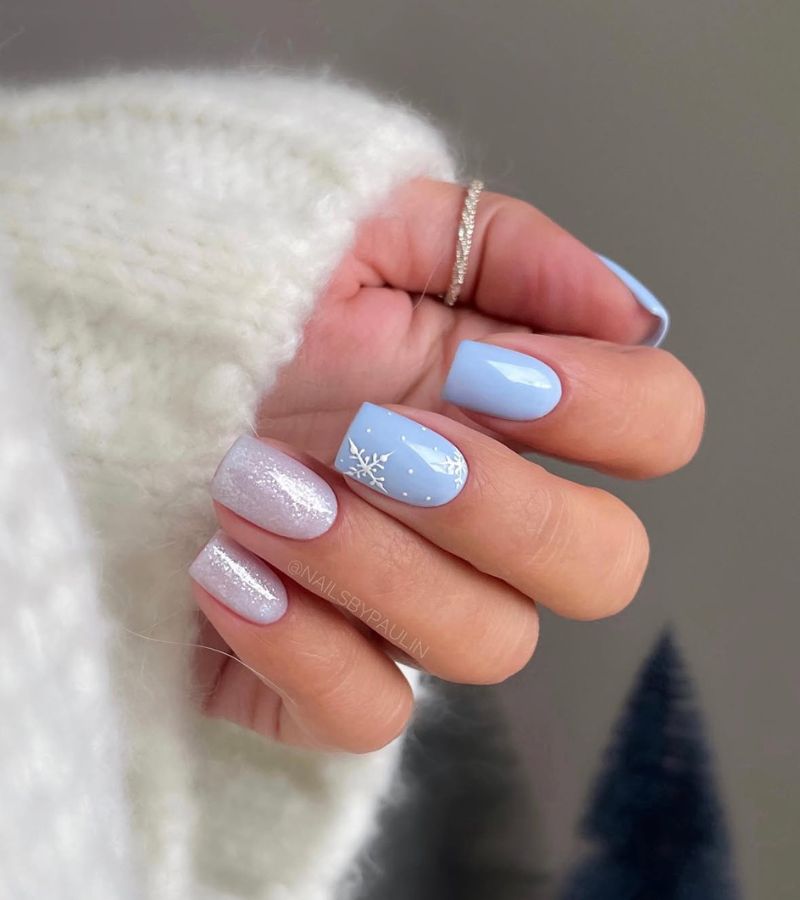 mini icy blue nails