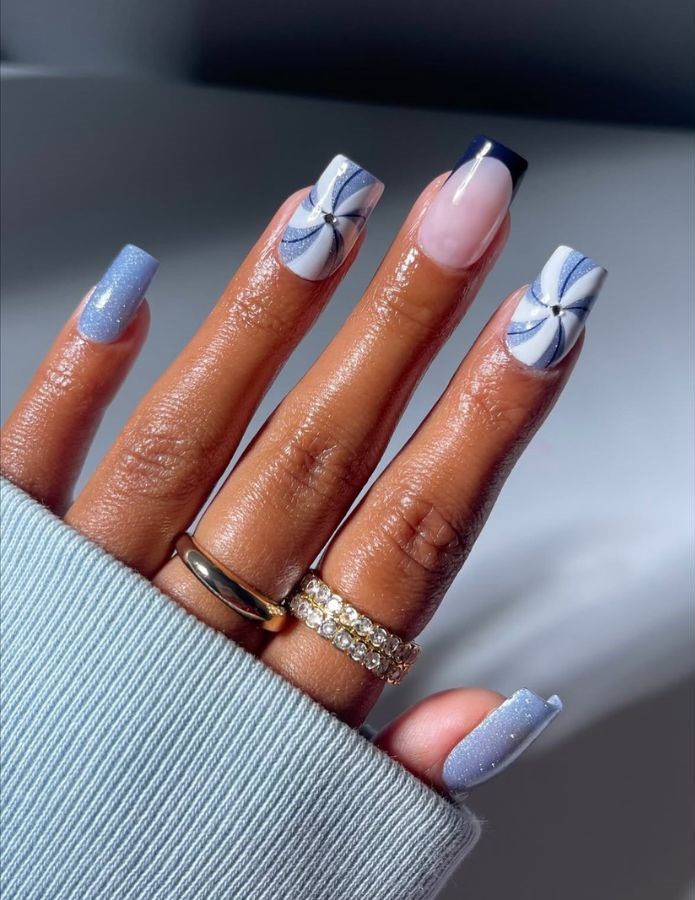 icy blue peppermint nails